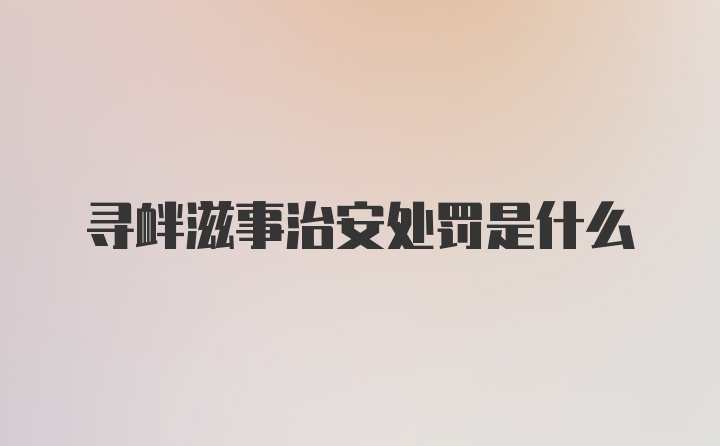 寻衅滋事治安处罚是什么