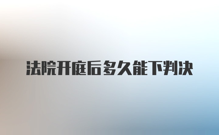 法院开庭后多久能下判决