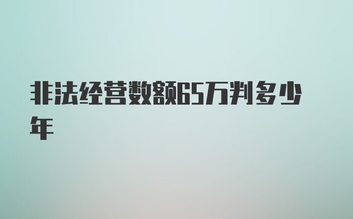 非法经营数额65万判多少年