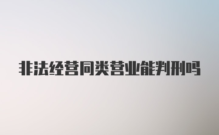 非法经营同类营业能判刑吗