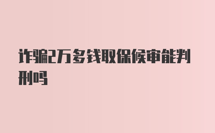 诈骗2万多钱取保候审能判刑吗