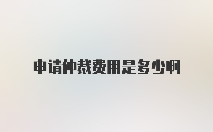 申请仲裁费用是多少啊