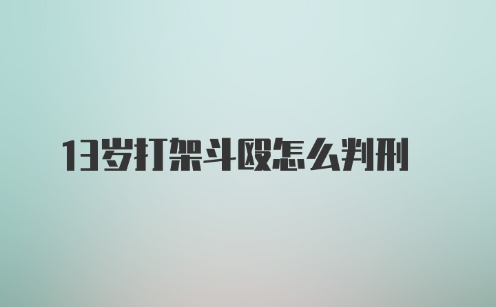 13岁打架斗殴怎么判刑