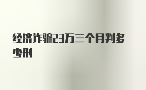 经济诈骗23万三个月判多少刑