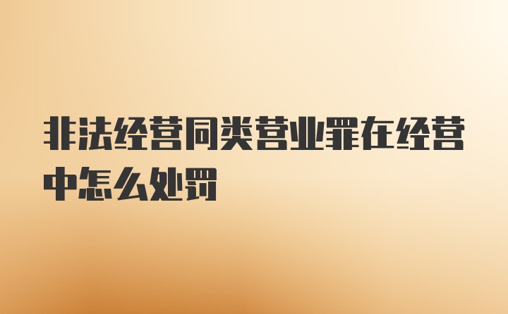 非法经营同类营业罪在经营中怎么处罚