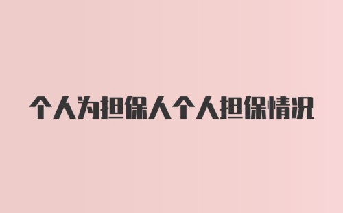 个人为担保人个人担保情况