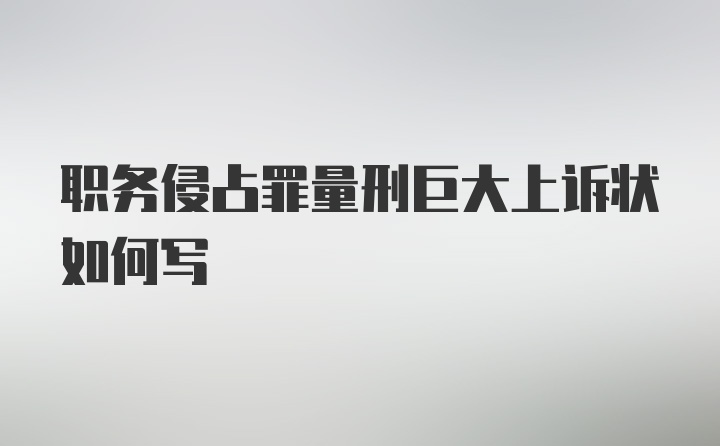 职务侵占罪量刑巨大上诉状如何写