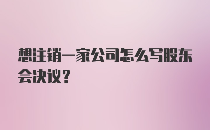 想注销一家公司怎么写股东会决议?