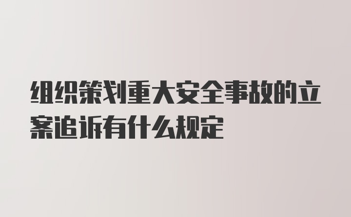 组织策划重大安全事故的立案追诉有什么规定