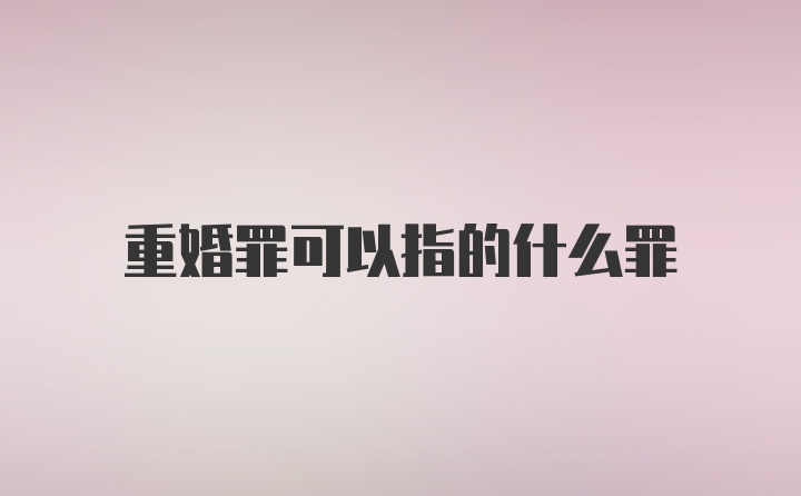 重婚罪可以指的什么罪