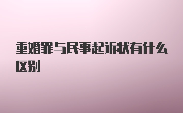 重婚罪与民事起诉状有什么区别