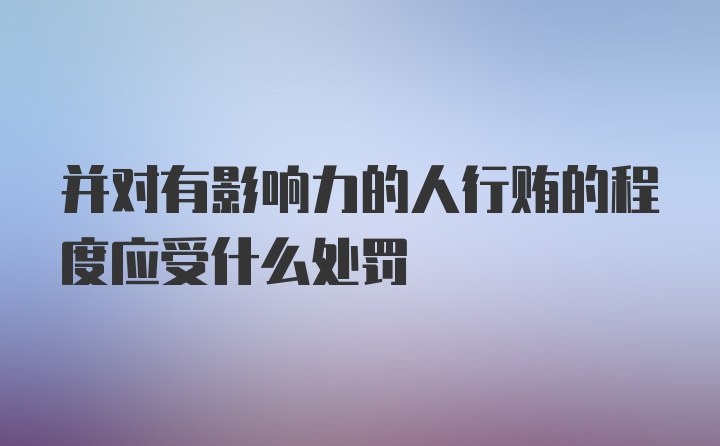 并对有影响力的人行贿的程度应受什么处罚