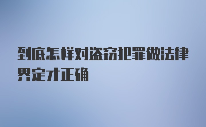 到底怎样对盗窃犯罪做法律界定才正确