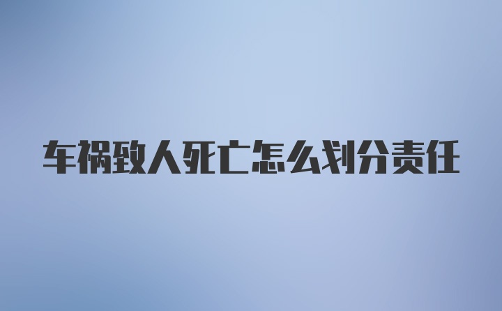 车祸致人死亡怎么划分责任