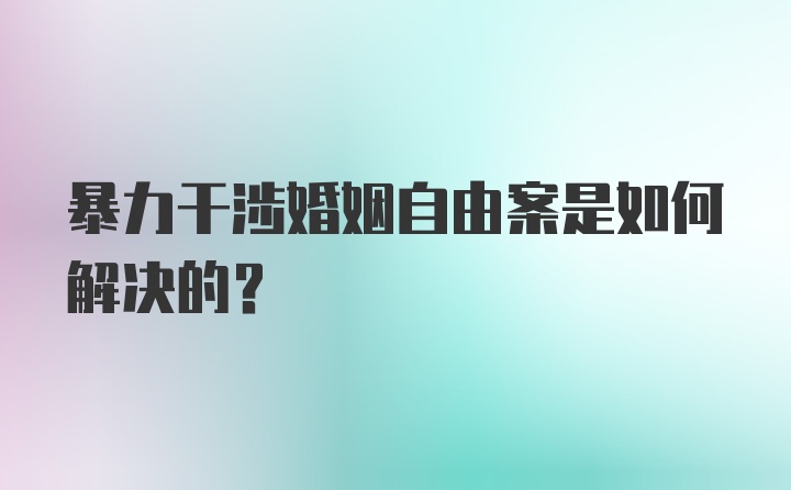 暴力干涉婚姻自由案是如何解决的？