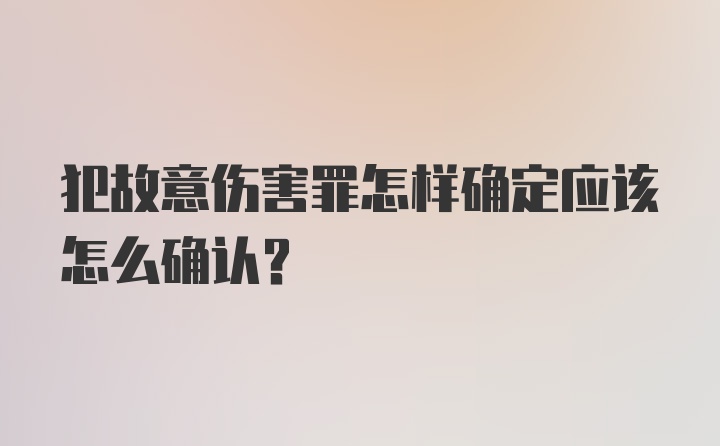 犯故意伤害罪怎样确定应该怎么确认？