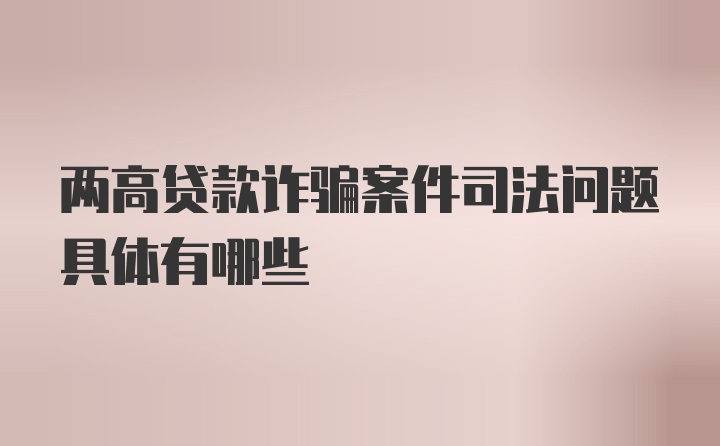 两高贷款诈骗案件司法问题具体有哪些