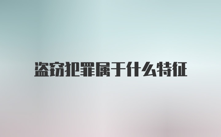 盗窃犯罪属于什么特征