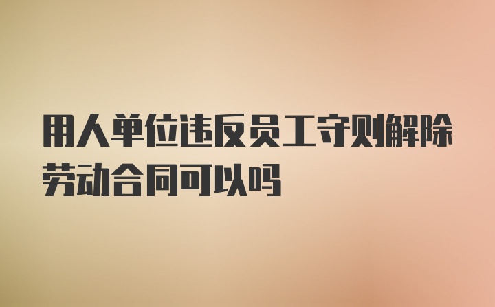 用人单位违反员工守则解除劳动合同可以吗