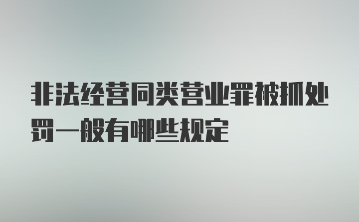 非法经营同类营业罪被抓处罚一般有哪些规定