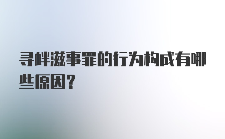 寻衅滋事罪的行为构成有哪些原因？