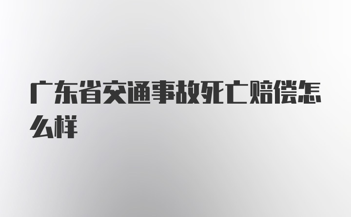 广东省交通事故死亡赔偿怎么样