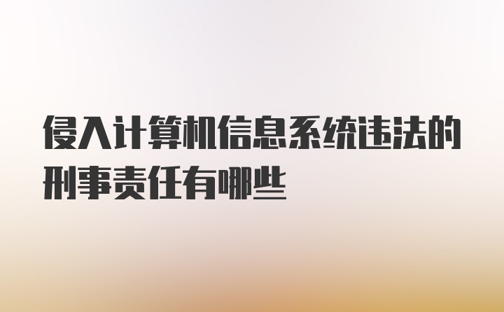 侵入计算机信息系统违法的刑事责任有哪些