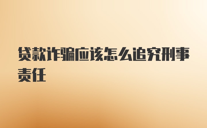 贷款诈骗应该怎么追究刑事责任