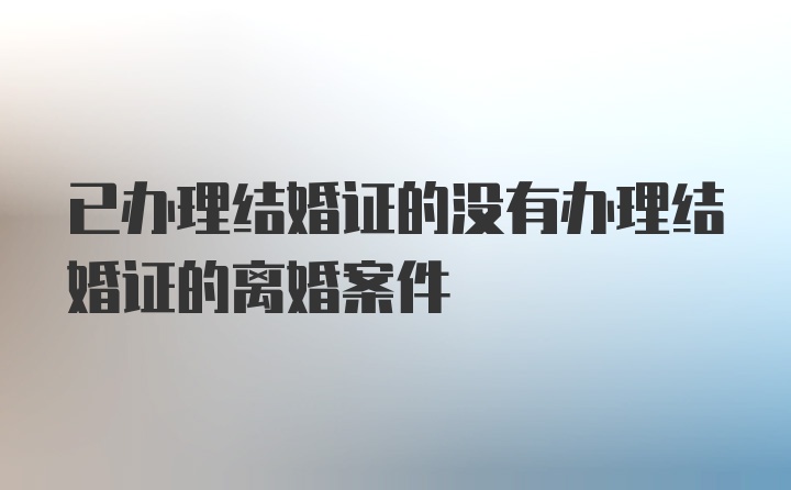 已办理结婚证的没有办理结婚证的离婚案件