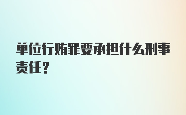 单位行贿罪要承担什么刑事责任?