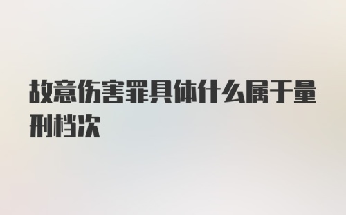 故意伤害罪具体什么属于量刑档次