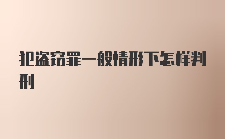 犯盗窃罪一般情形下怎样判刑