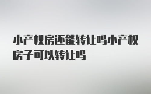 小产权房还能转让吗小产权房子可以转让吗