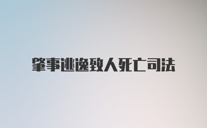 肇事逃逸致人死亡司法