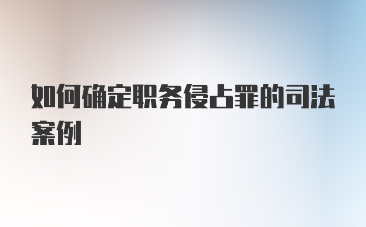 如何确定职务侵占罪的司法案例