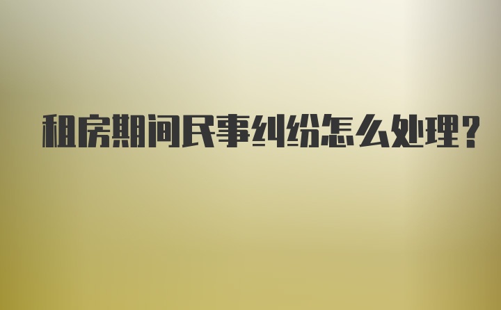 租房期间民事纠纷怎么处理？