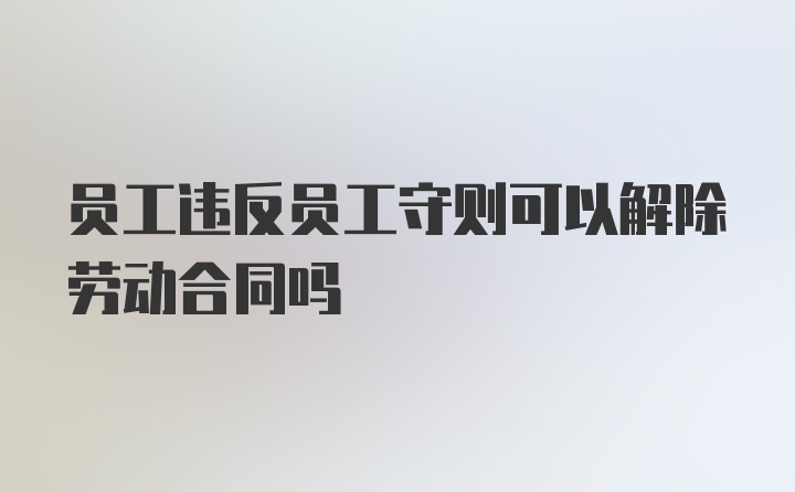 员工违反员工守则可以解除劳动合同吗