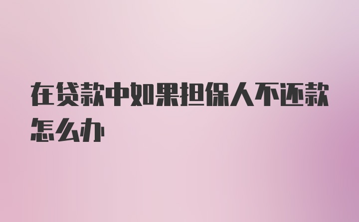 在贷款中如果担保人不还款怎么办