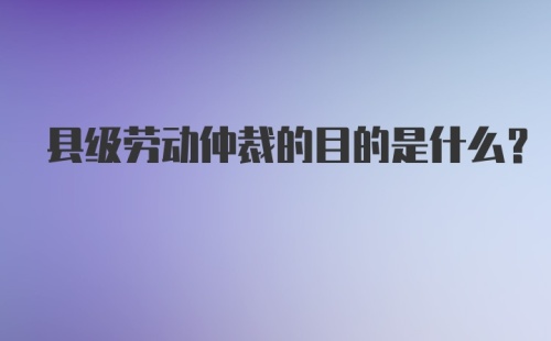 县级劳动仲裁的目的是什么?