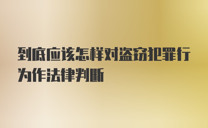 到底应该怎样对盗窃犯罪行为作法律判断