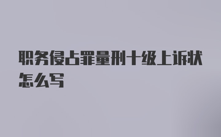 职务侵占罪量刑十级上诉状怎么写