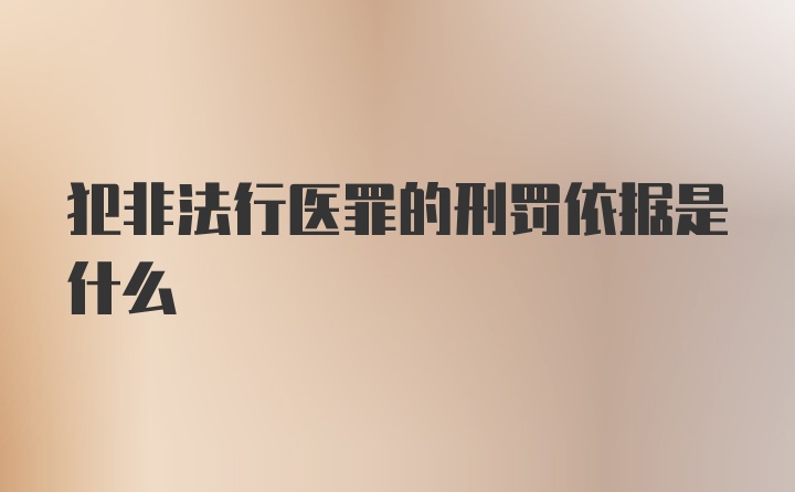 犯非法行医罪的刑罚依据是什么