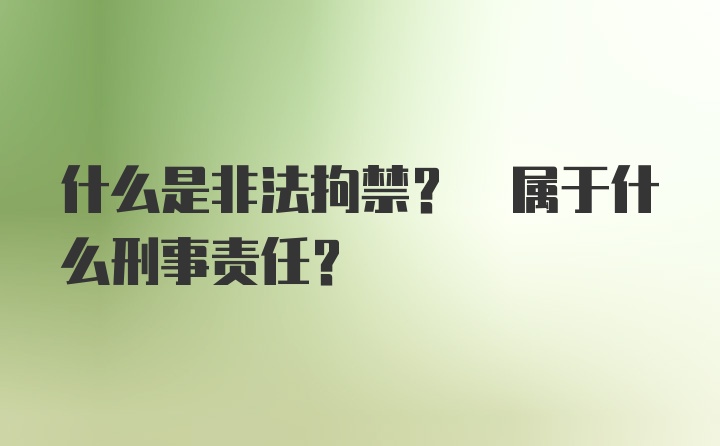 什么是非法拘禁? 属于什么刑事责任?