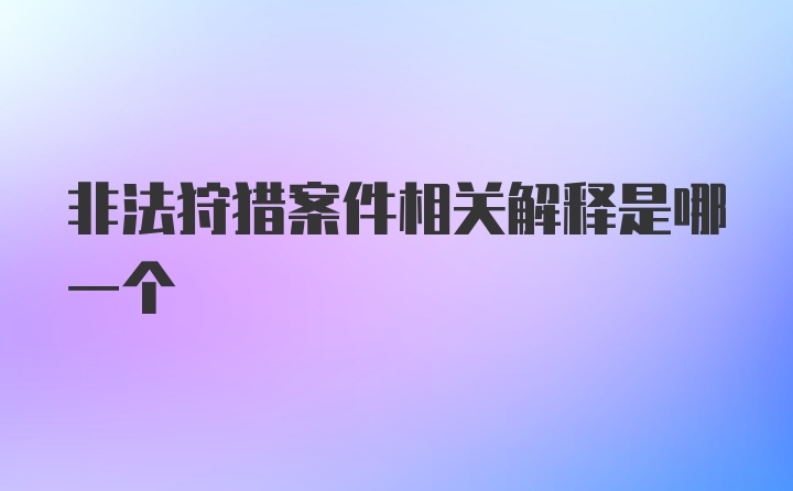 非法狩猎案件相关解释是哪一个