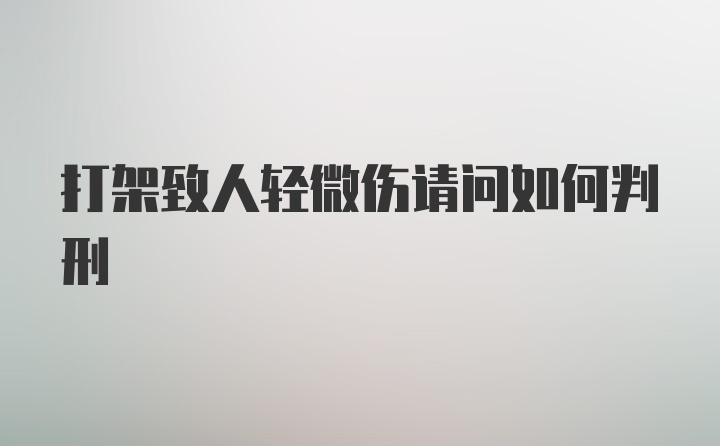 打架致人轻微伤请问如何判刑