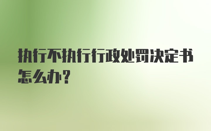 执行不执行行政处罚决定书怎么办？