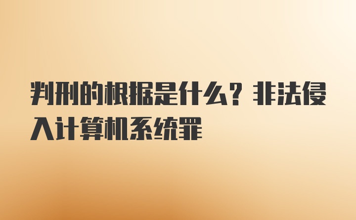 判刑的根据是什么？非法侵入计算机系统罪