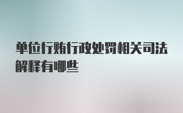 单位行贿行政处罚相关司法解释有哪些