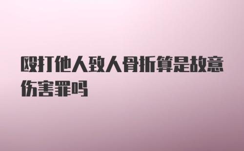 殴打他人致人骨折算是故意伤害罪吗