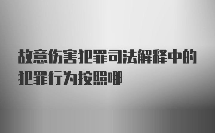 故意伤害犯罪司法解释中的犯罪行为按照哪